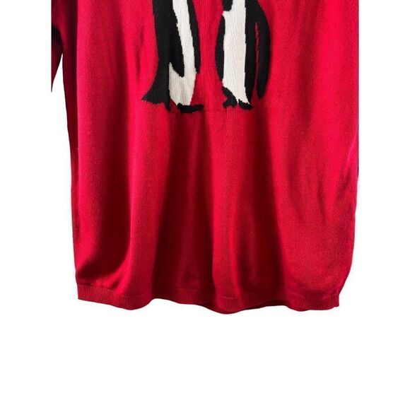 Tommy Hilfiger Penguin Novelty Print Lightweight Crew Neck Sweater Large Red - Picture 4 of 12